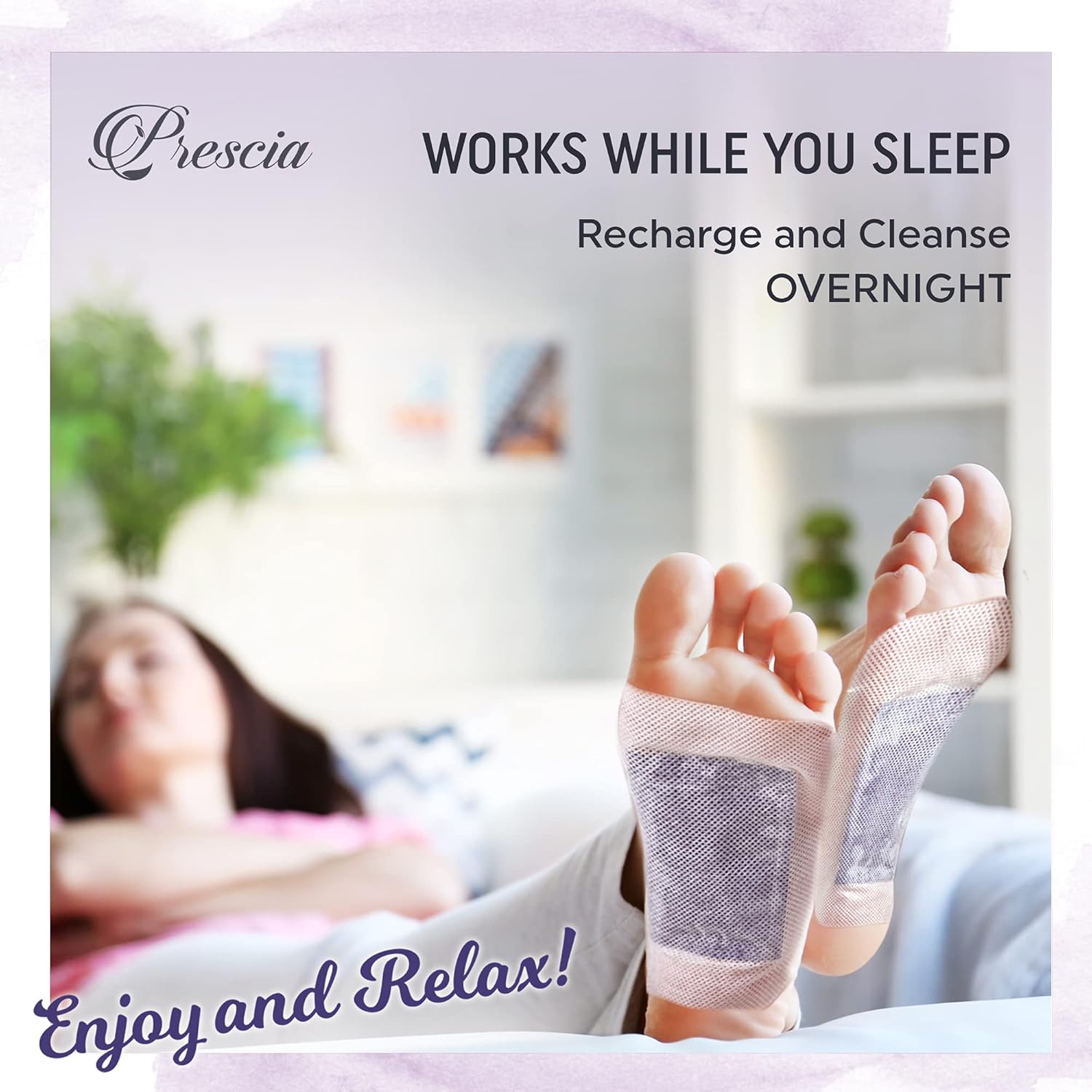 Prescia Premium Detox Foot Pads 2 in 1 | Calming Floral Overnight Cleanse - Prescia