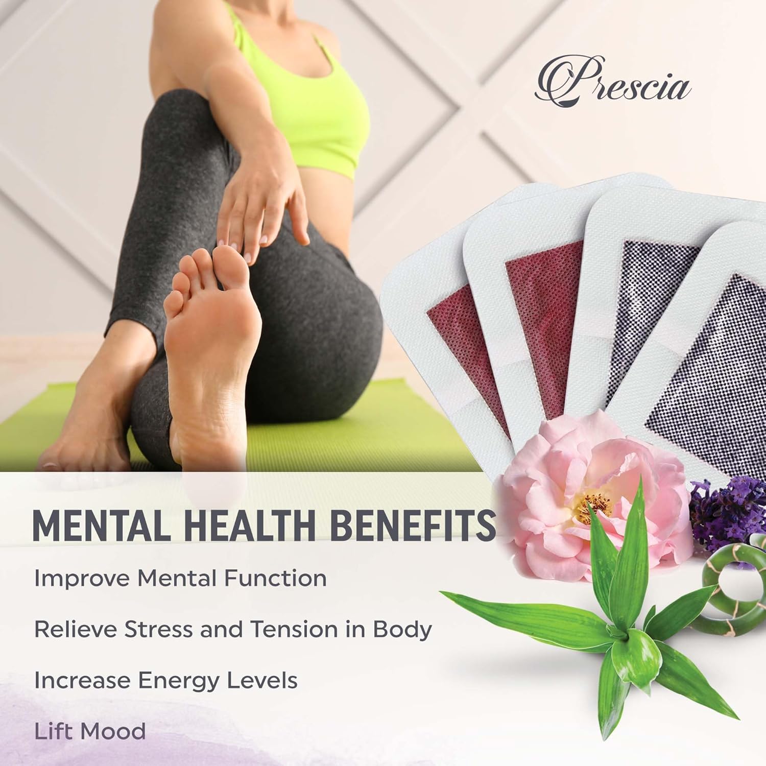 Prescia Premium Detox Foot Pads 2 in 1 | Calming Floral Overnight Cleanse - Prescia