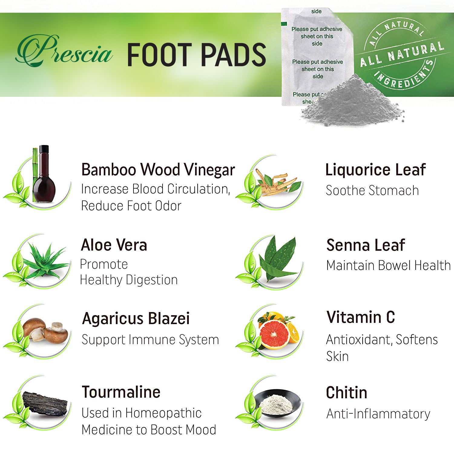 Prescia Detox Foot Pads – 30 Count | Natural Overnight Cleansing & Relaxation - Prescia