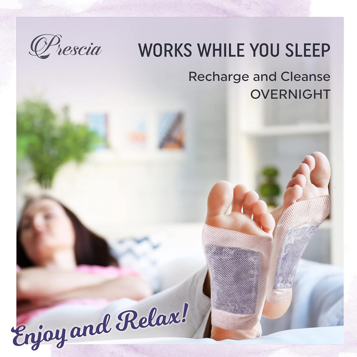 Prescia Premium Detox Foot Pads 2 in 1 | Calming Floral Overnight Cleanse - Prescia