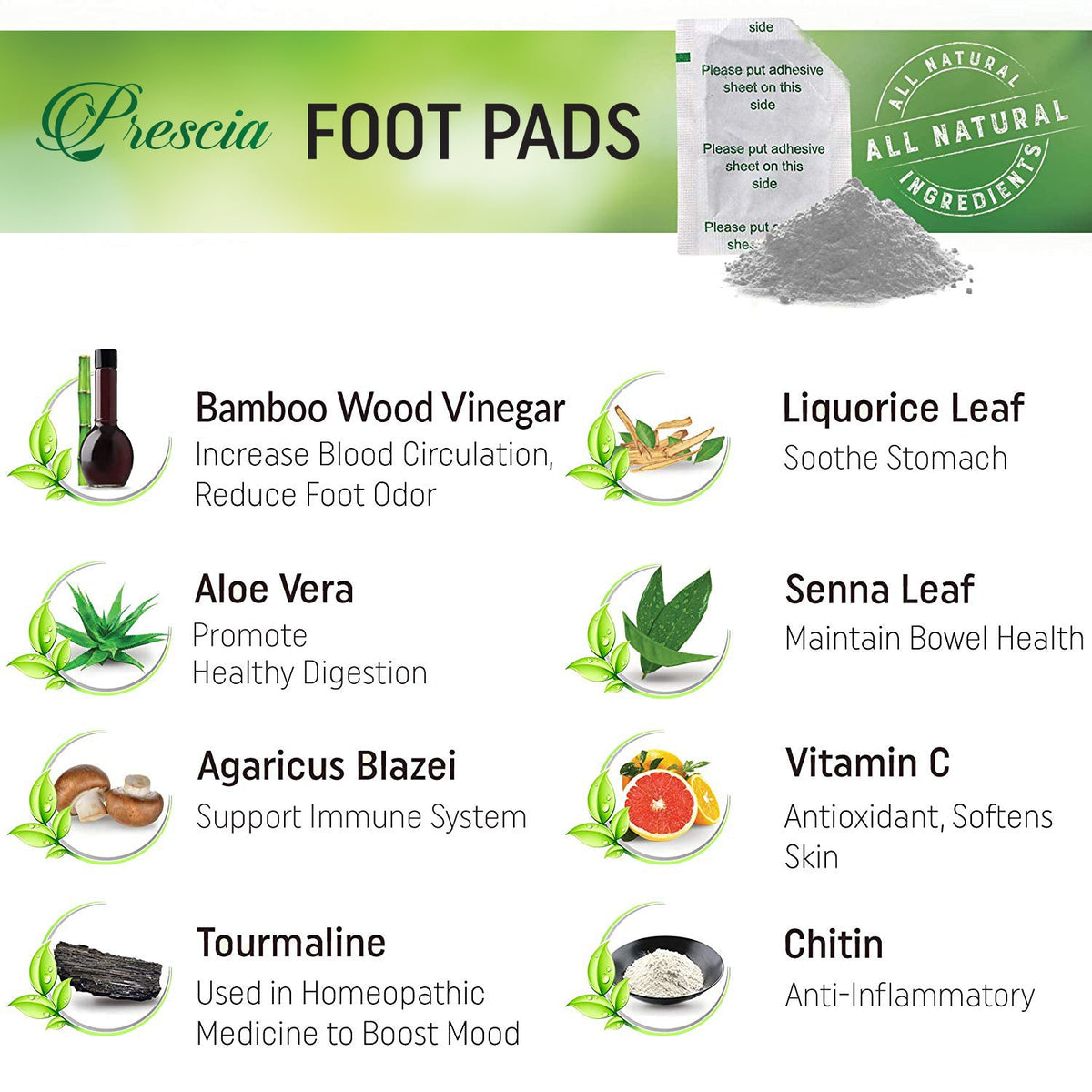 Prescia Detox Foot Pads – 30 Count | Natural Overnight Cleansing & Relaxation - Prescia